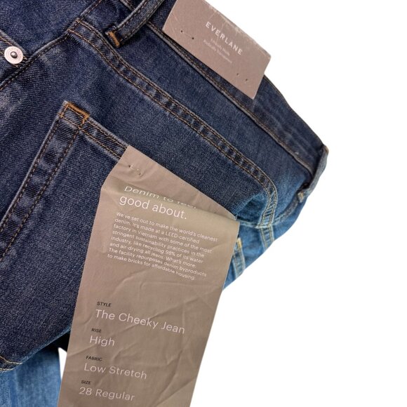 Everlane NWT The Cheeky Straight Jean in Faded Indigo Wash Women's $128 Size 28 - Picture 6 of 9